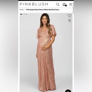 Pinkblush Sequin Short Sleeve Maternity Maxi Dress size medium like new